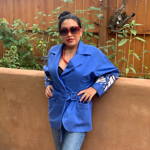 ibe Vintage 1980s Blue Linen Sea Shell Blazer Size 6 Novelty Print - Picture 10 of 12